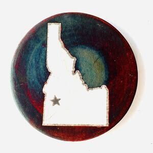 Vintage Jeremy Diller Raku Pottery Idaho State Coaster